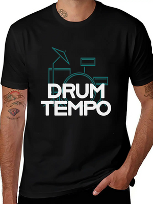 "DRUM TEMPO" Performance Design T-shirt Lightweight Cotton T-Shirt – Daily Comfort Graphic Shirt